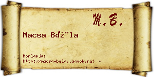 Macsa Béla névjegykártya